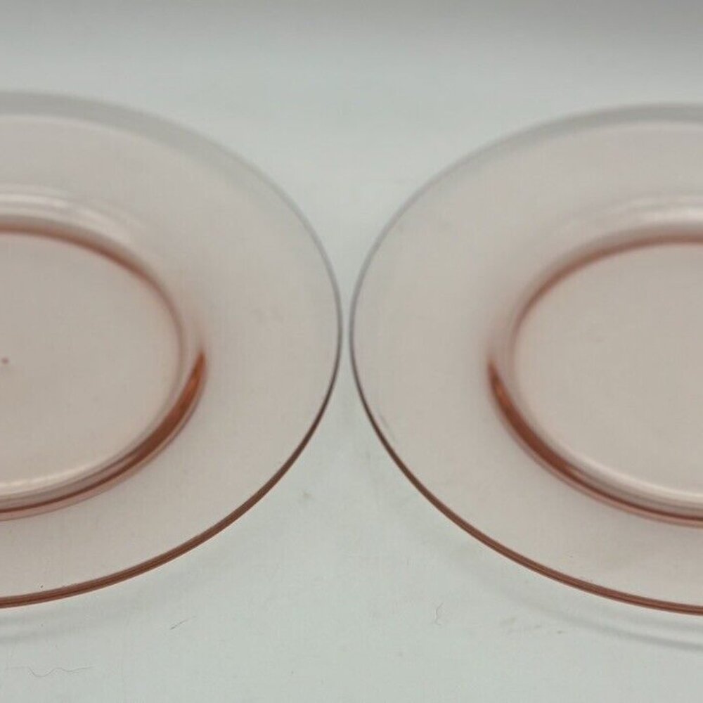 2 Vintage Pink Depression Glass Dinner Plates 9" Cottage Core